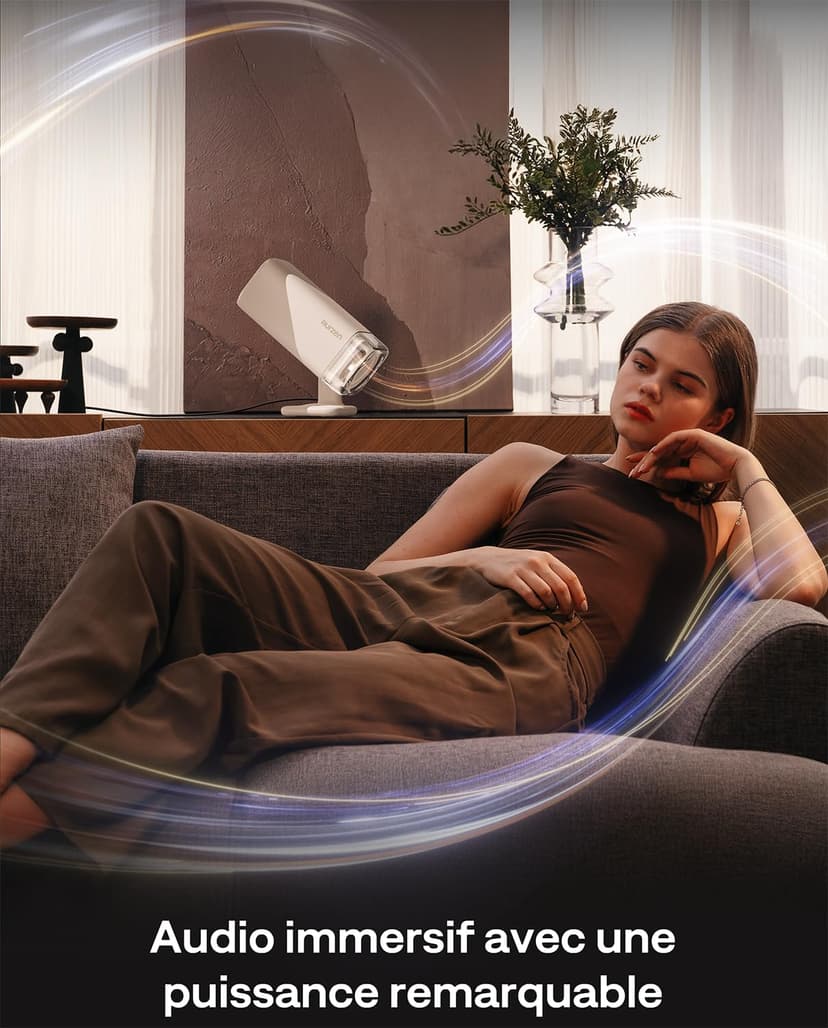 Aurzen BOOM Air Google TV Smart Projector with WiFi and Bluetooth, Portable Projector for Outdoor & Home Movie, 4K Supported, Adjustable Stand, USB-C Powered, Real-Time Focus, Dolby Audio, Off-White - 7