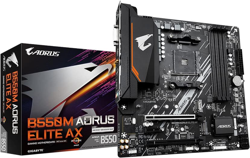Gigabyte B550M AORUS Elite AX (AM4/ AMD/ B550/ Micro ATX/Single M.2/ SATA 6Gb/s/USB 3.2 Gen 1/ Realtek GbE LAN/PCIe 4.0/ Motherboard) - 1