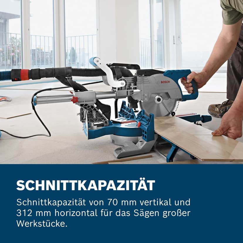 Bosch Professional GCM 8 SJL Sliding Mitre Saw (216 mm Blade, 70 mm Vertical, 312 mm Horizontal Cut Capacity, 2 Saw Blades, Dust Extraction System, Lightweight, Compact Design, Amazon Exclusive Set) - 3