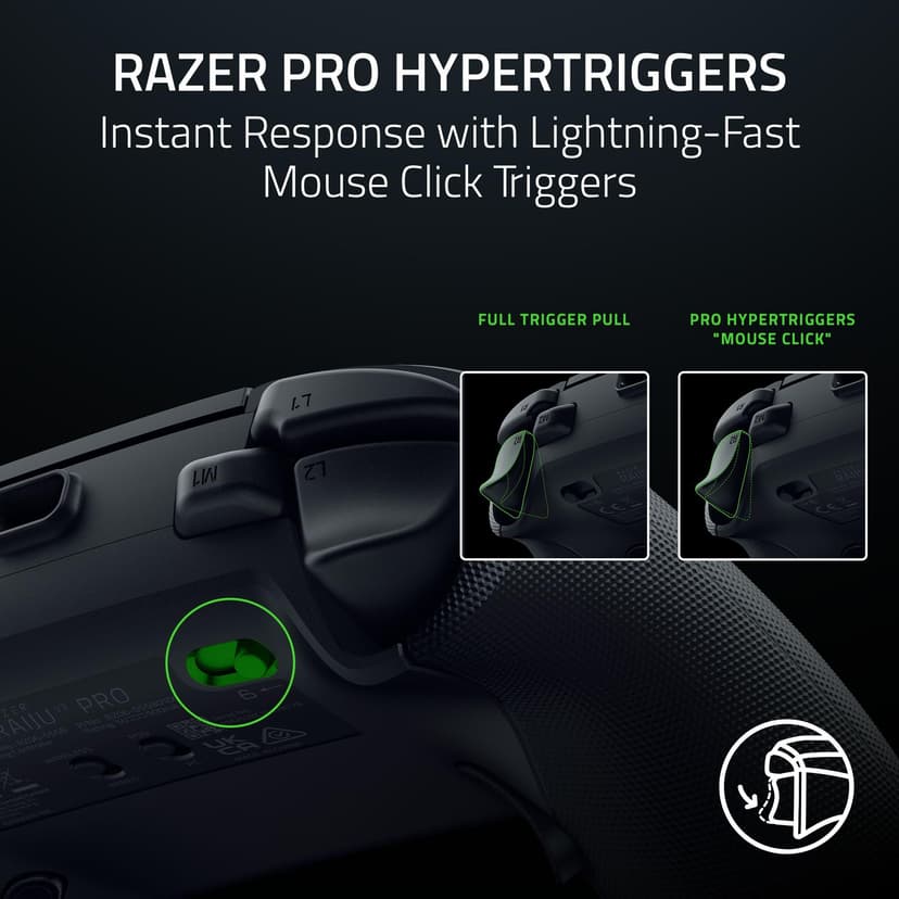 Razer Raiju V3 Pro - Wireless e-sports controller for PlayStation 5 & PC - 4 removable buttons & 2 claw grip bumpers - TMR analogue sticks - Pro HyperTrigger - Mecha-Tactile buttons | Black - 5
