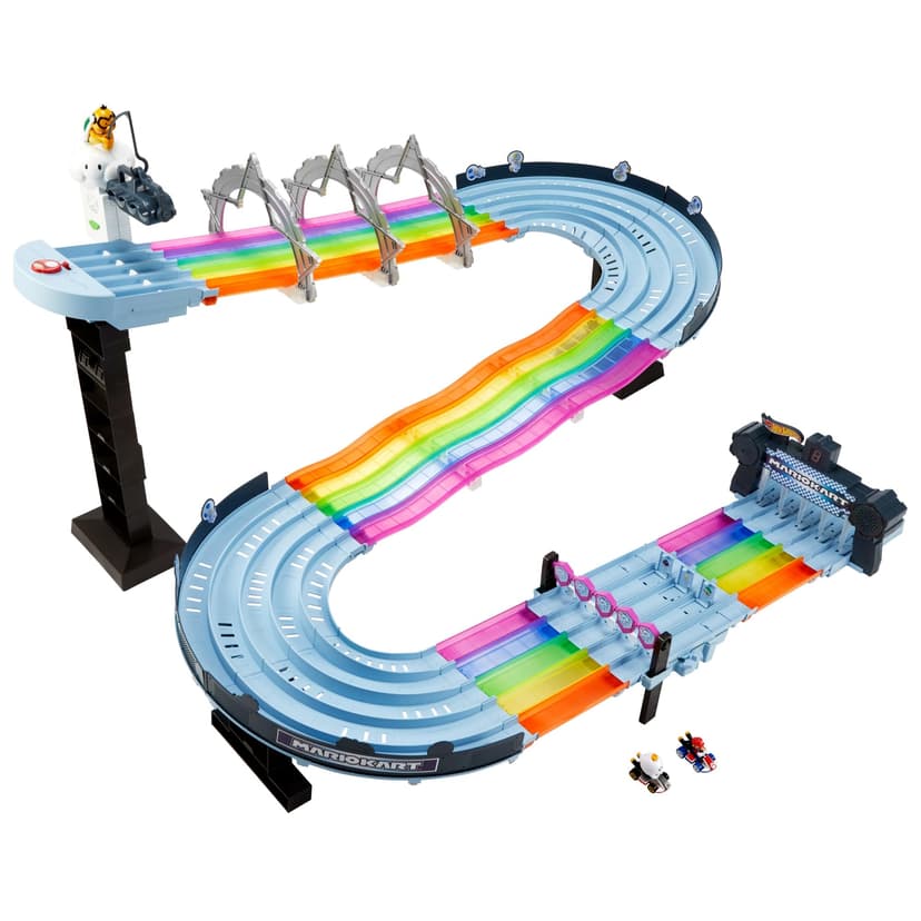 Hot Wheels Mario Kart Route Arc-en-Ciel Pistes de Course de 2,40m, 2 Mini-véhicules échelle 1:64 Inclus, Sons et lumières, Jouet pour Enfant, GXX41 - 4