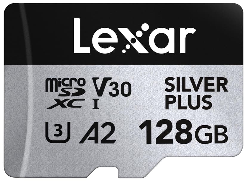 Lexar Silver Plus 128GB Micro SD Card up to 205 MB/s, MicroSDXC UHS-I Flash Memory Card with Adapter, C10, U3, A2, V30, Full HD, 4K UHD, High Speed TF Card for Drone, Action Camera, Handheld Consoles - 1