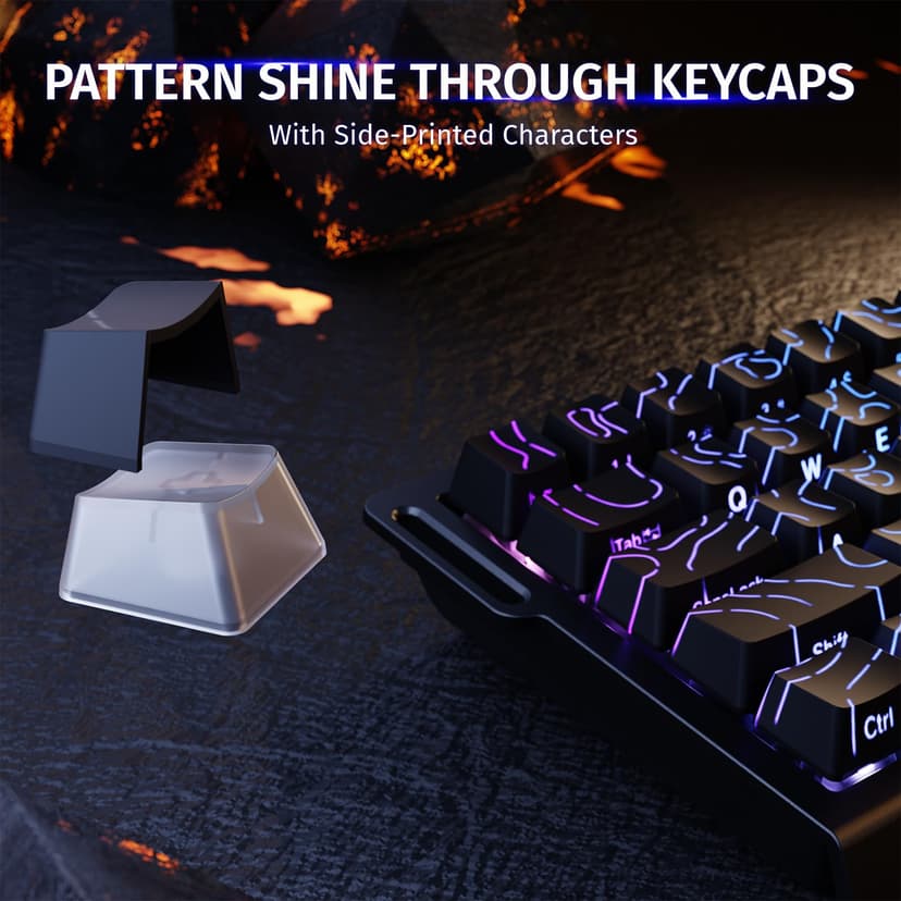 ATTACK SHARK X68 HE 8000Hz Rapid Trigger Keyboard, 0.01mm RT Accuracy Wired Gaming Keyboard with Magnetic Switch, Adjustable Actuation, Rapid Trigger, Snap Tap, RGB Lighting for PC/Mac, Black Contours - 8