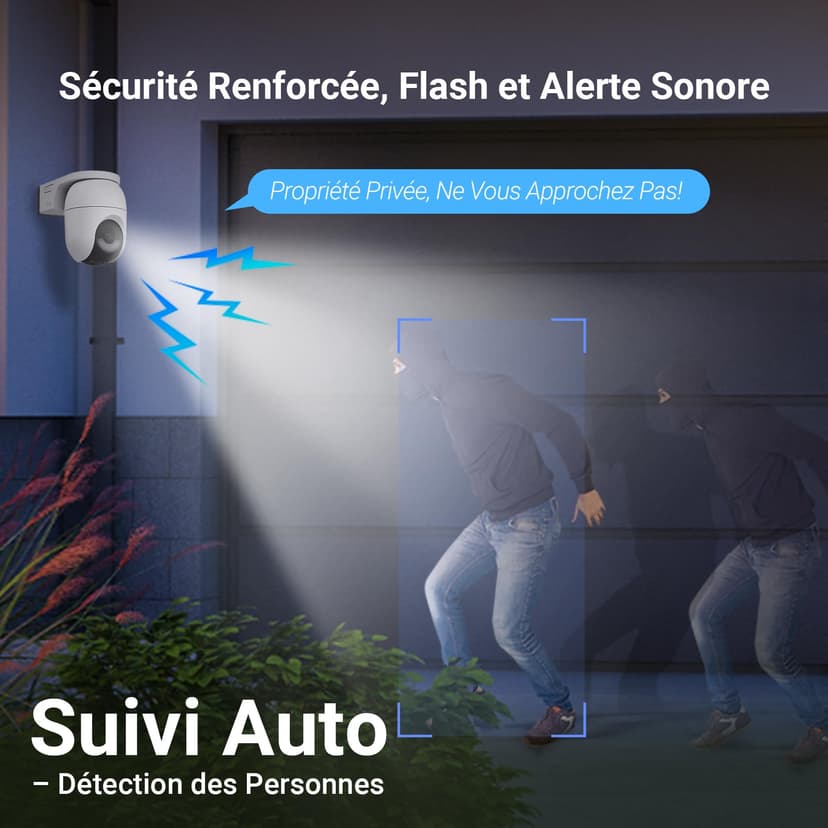 EZVIZ 2K+ Caméra Extérieure sans Fil avec Mode AOV, Caméra à Batterie PT avec Détection de Personnes et de Véhicules, Vision Nocturne Couleur & Défense Active, WiFi 6, CB8 Lite 4MP+5W Panneau Solaire - 9
