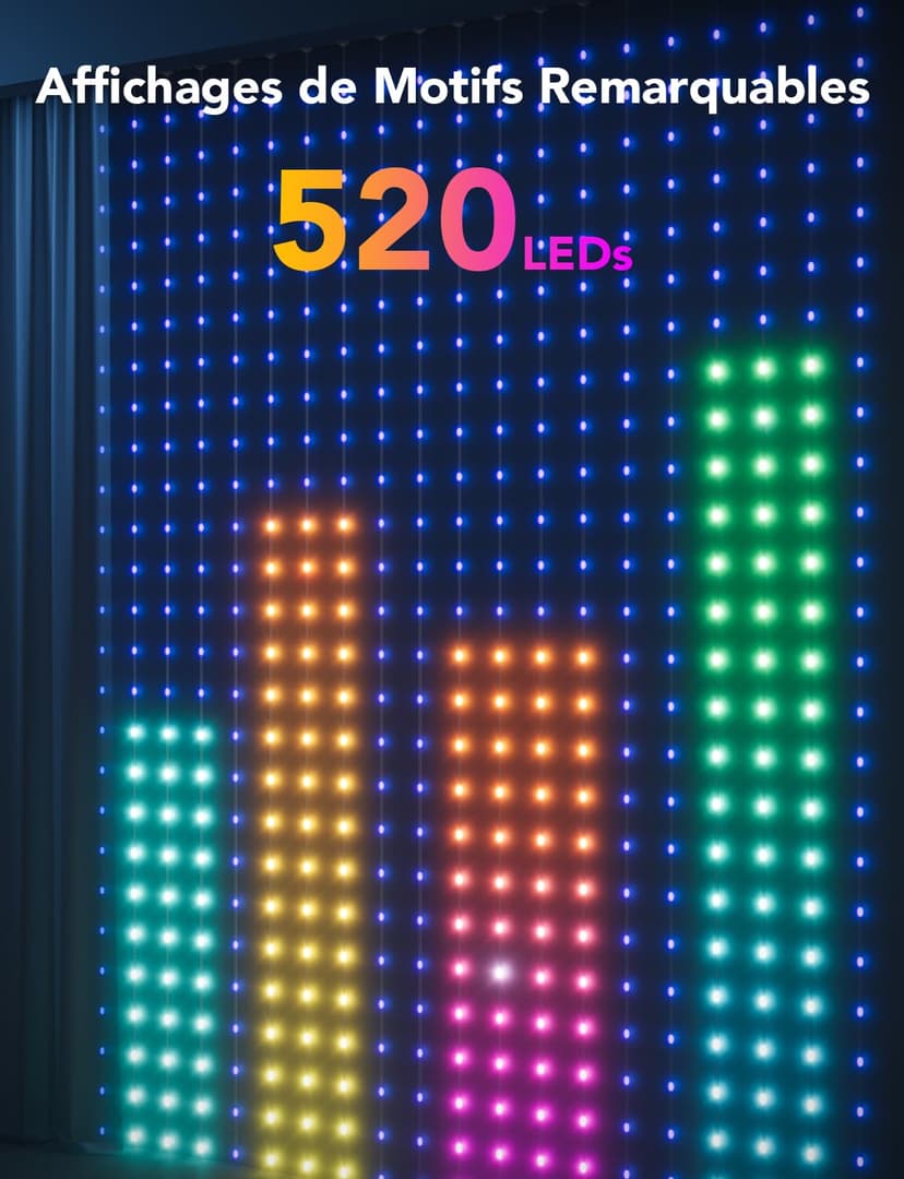 Govee Curtain Lights, 520 LED RGBIC Smart WiFi Curtain Lights for Outdoor, Dynamic Lights for DIY, Waterproof IP65, Christmas Decoration (1.5×2m) - 2