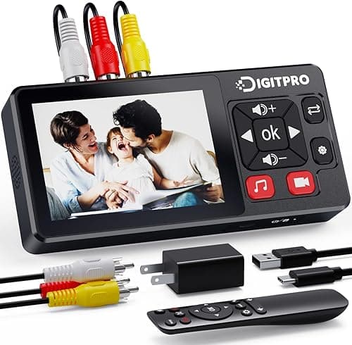VHS to Digital Converter 2.0, HD VHS Video Recorder with Remote Control, Converts VHS VCR DVR, DVD, Hi8, DV, Camcorder, Cassette, Game Consoles to Digital