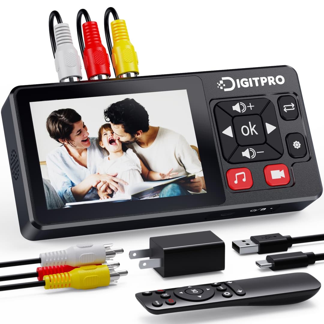 VHS to Digital Converter 2.0, HD VHS Video Recorder with Remote Control, Converts VHS VCR DVR, DVD, Hi8, DV, Camcorder, Cassette, Game Consoles to Digital