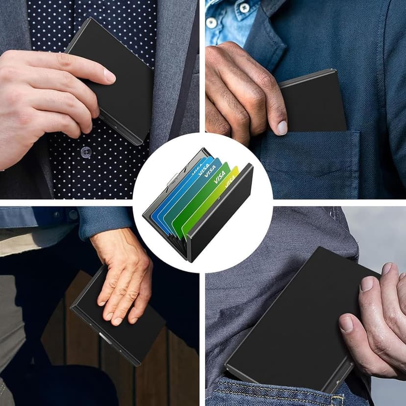 KEQAR Porte-Cartes RFID en Métal, Étui Carte Bancaire pour Femme et Homme, Porte-Cartes avec 10 Compartiments, Protection RFID & NFC, Étui Métallique pour Cartes et Visites - 6