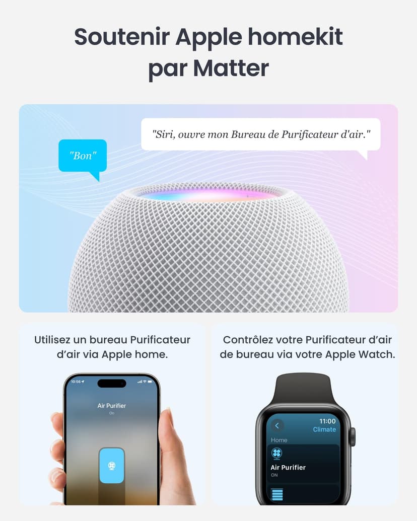 SwitchBot Purificateur D'air Avec Application Et Veilleuse, CADR 400m³/h, Jusqu'à 83㎡, Filtre HEPA Élimine 99.97% Moisissures Poussières, Mode Sommeil 20dB (Purificateur) - 4
