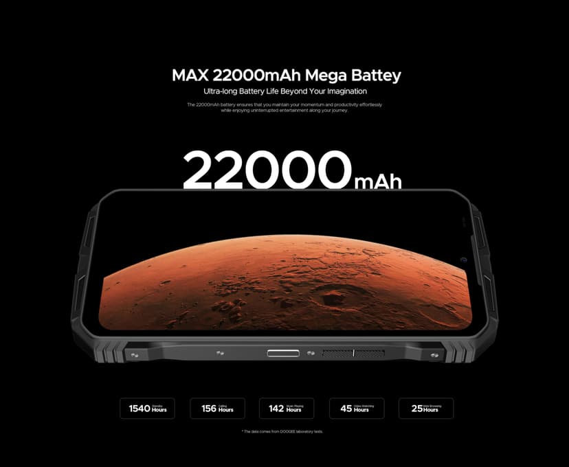 DOOGEE VMAX Pro 5G Rugged Smartphone, 22000 mAh Battery, 32 GB + 512 GB Smartphone without Contract, 6.58 Inch FHD+, 108 MP + 20 MP Night Vision + 16 MP, Android 14 Simlock-free Mobile Phone, NFC - 2