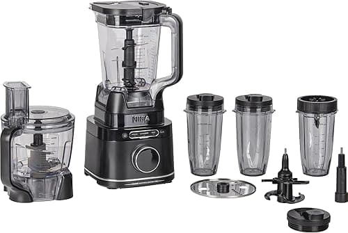 Ninja Detect Power Blender Processor Pro 3-en-1, mixeur 1200W, bol à mélanger, lame malaxeur, gobelet individuel, récipient, pétrir, mixer, hacher et mélanger, noir, TB401EU