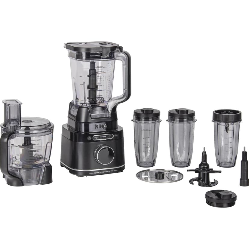 Ninja Detect Power Blender Processor Pro 3-en-1, mixeur 1200W, bol à mélanger, lame malaxeur, gobelet individuel, récipient, pétrir, mixer, hacher et mélanger, noir, TB401EU - 1