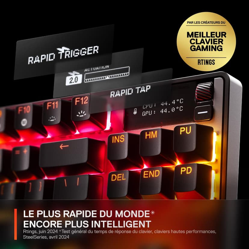 SteelSeries Apex Pro TKL Wireless Gen 3 - Wireless Gaming Keyboard - Adjustable Actuation Hall Effect Switches; Game-Ready Presets - Rapid Trigger, Protection Mode, Rapid Tap/SOC - German QWERTZ - 2