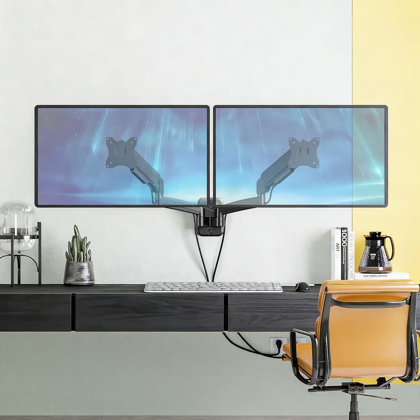 IMtKotW Monitor Wall Mount 2 Monitors for 17-32 inch Flat & Curved Screens, 9kg/arm, Ergonomic Height Adjustable Tilt/Swivel and Rotate, VESA 75x75/100x100 Monitor Mount Wall - 9