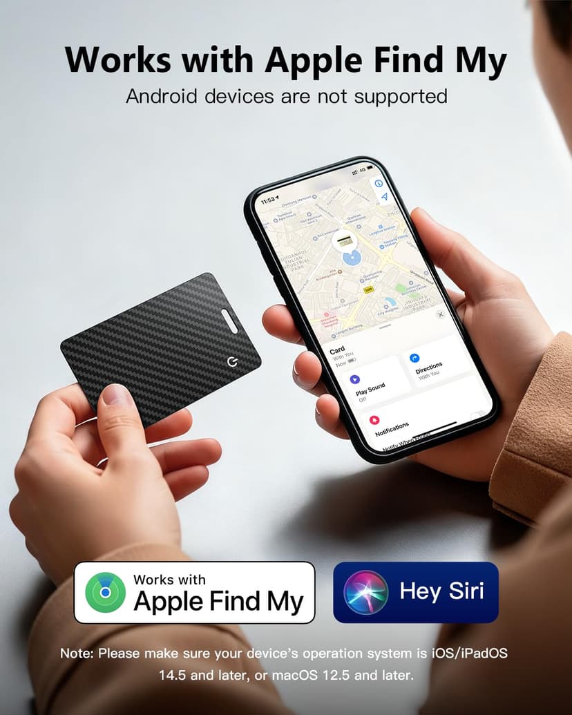 Smart Air Tracker Card Tag, Rechargeable Wallet Tracking Card Compatible with Apple Where Is (iOS Only), Slim Wallet Locator 1.7 mm for Bag, Luggage, Passport - 2