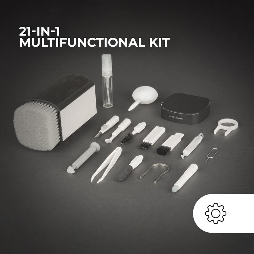 Mars Gaming MA-KIT, Multi-Function Cleaning Kit 21in1, Compact and Portable Design, Soft Brushes and Lint-Free Cloth, Professional Electronics Cleaning Kit, Keycap Puller, Storage Case - 2