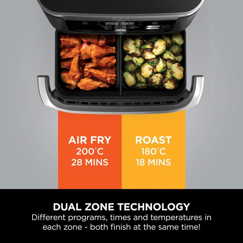 Ninja Foodi FlexDrawer Air Fryer, Dual Zone with Removable Divider, Large 10.4L Drawer, 7-in-1, Air-Fryer Uses No Oil, Air Fry, Roast, Bake, Max Crisp, Non-Stick Dishwasher Safe Parts, Black AF500UK - 7