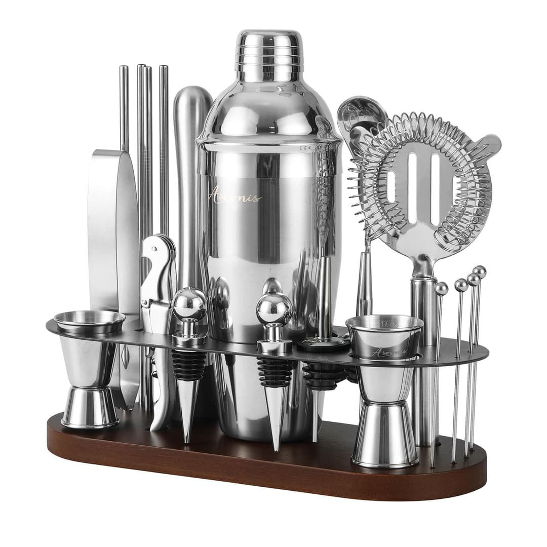 Cocktail Shaker Set Bartender Kit with Stand | 23-Piece B…