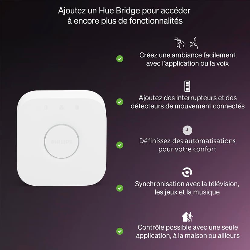 Philips Hue Essential Ampoule Connectée LED A60, White and Color Ambiance, Ampoule Philips Hue E27, 8W, 2200-6500 K, 806 lm, Intensité réglable, Compatible Alexa, Google et Apple Home, Pack de 4 - 6