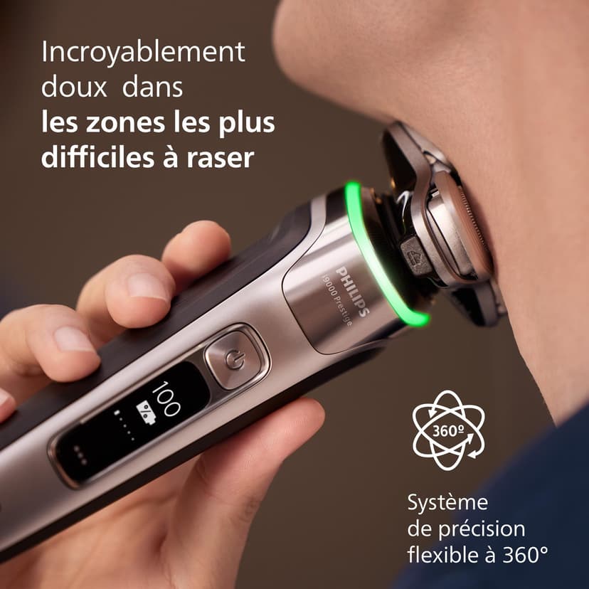Philips Rasoir i9000 Prestige, Rasoir électrique sec et humide, avec technologie Skin IQ, système Triple Lift & Cut, lames rotatives à 360° SteelPrecision, dosette à nettoyage rapide, modèle XP9202/30 - 4