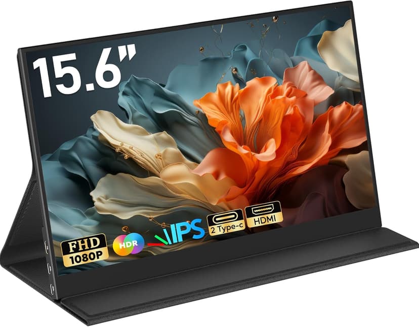 HONGO Moniteur Portable, Laptop Écran Portable 15,6" 1080P IPS Écran PC Portable Haut-parleurs Intégrés, Moniteur pour Ordinateur Portable, PC, Mac, X-Bo, Switch, Deuxième Ecran (15.6"-1080P-Noir) - 1