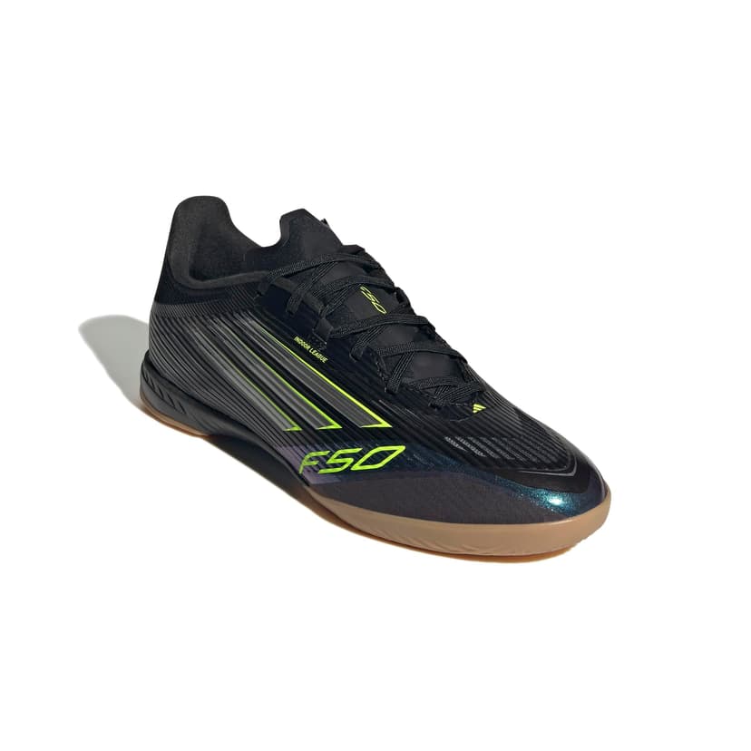 Adidas Mixte F50 League Indoor Football Boots, Core Black/Iron Metallic/Lucid Lemon, 45 1/3 EU - 5