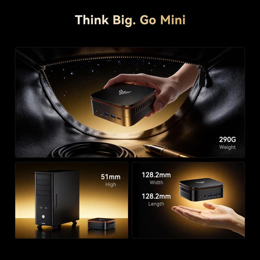 NiPoGi Essenx E1 Mini PC AMD Ryzen 3250U Windows 11 Pro (2C/4T, up to 3.5 GHz) 8GB DDR4 RAM + 256GB SSD, 4K@60Hz dual display HDMI 2.0 + DP/Wi-Fi/BT/LAN, mini computer for office/education - 9