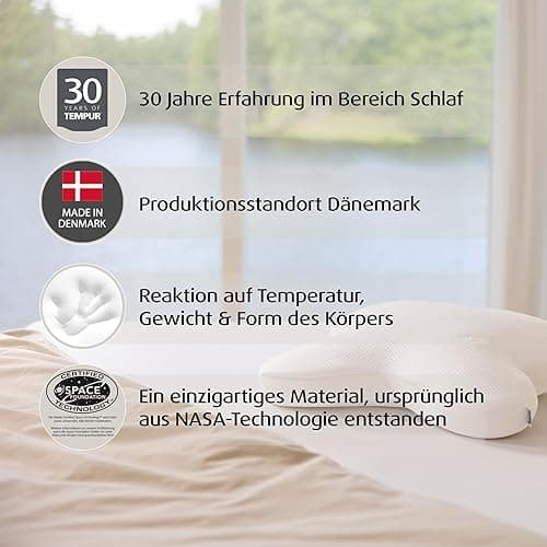 TEMPUR Ombracio Sleeping Pillow, Ergonomic Butterfly Shape Belly Sleeper Pillow, Medium Firm Lying Feel, 60 x 50 x 10 cm