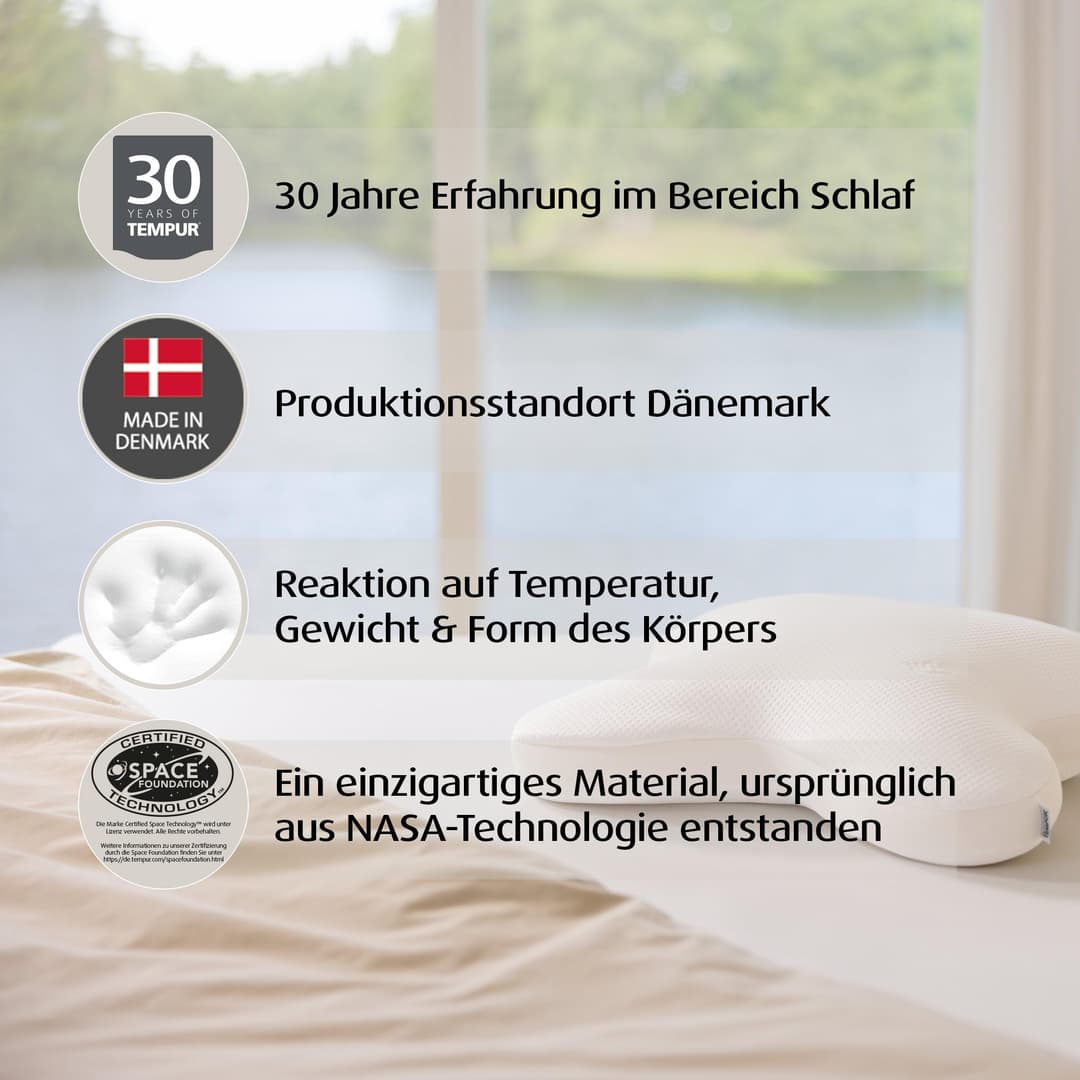 TEMPUR Ombracio Sleeping Pillow, Ergonomic Butterfly Shape Belly Sleeper Pillow, Medium Firm Lying Feel, 60 x 50 x 10 cm