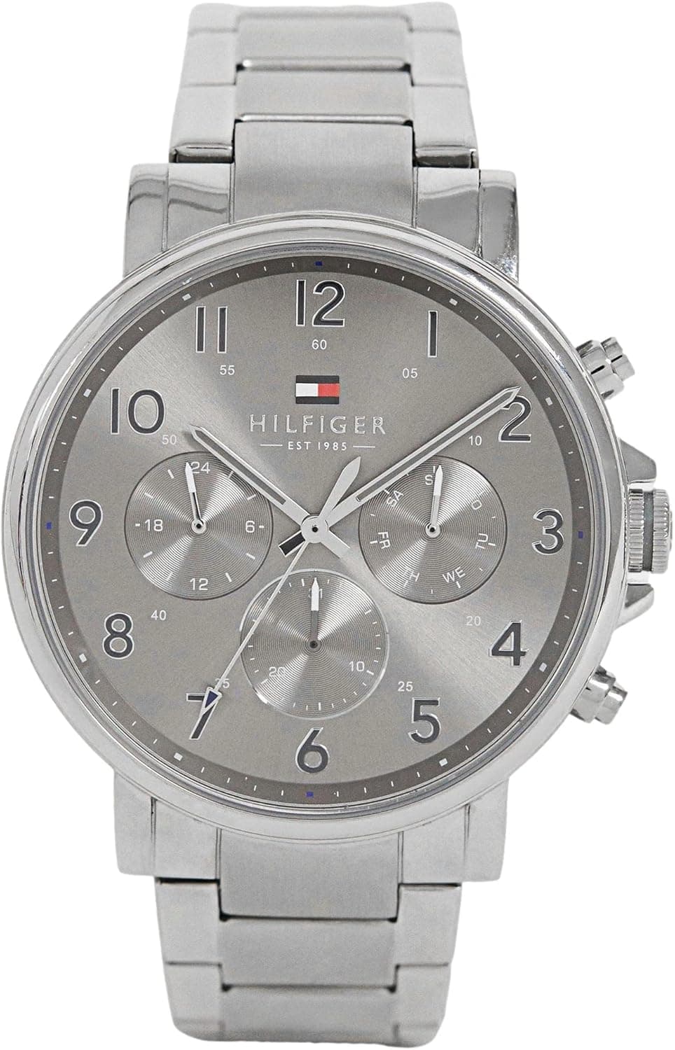 Tommy Hilfiger Men's 46mm Analogue Multifunction Quartz Watch - 3 Sub-Dials, Stainless Steel or Leather Bracelet, 5 ATM Water Resistance