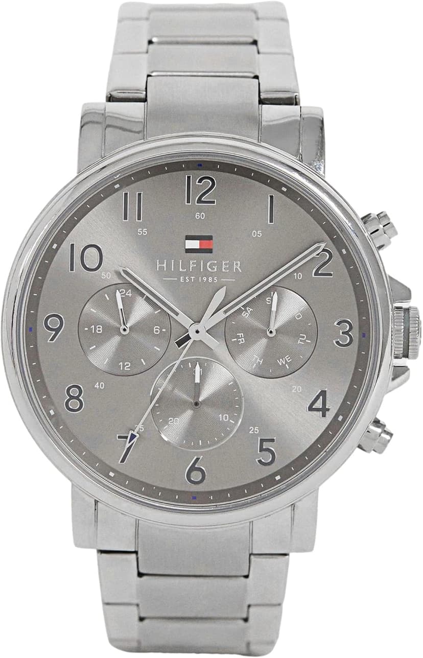Tommy Hilfiger Montre Analogique Multifunction à Quartz pour Homme avec Bracelet en Acier Inoxydable Argenté - 1710382 - 1