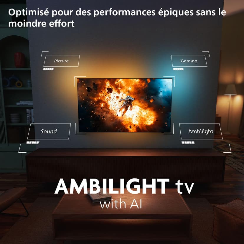 Philips Ambilight 48OLED760 4K OLED Smart TV, 48 Inch Screen with P5 AI Perfect Picture Engine Ultra HD, Titan OS, Dolby Vision and Atmos Sound, Compatible with Alexa and Google Voice Assistant - 5