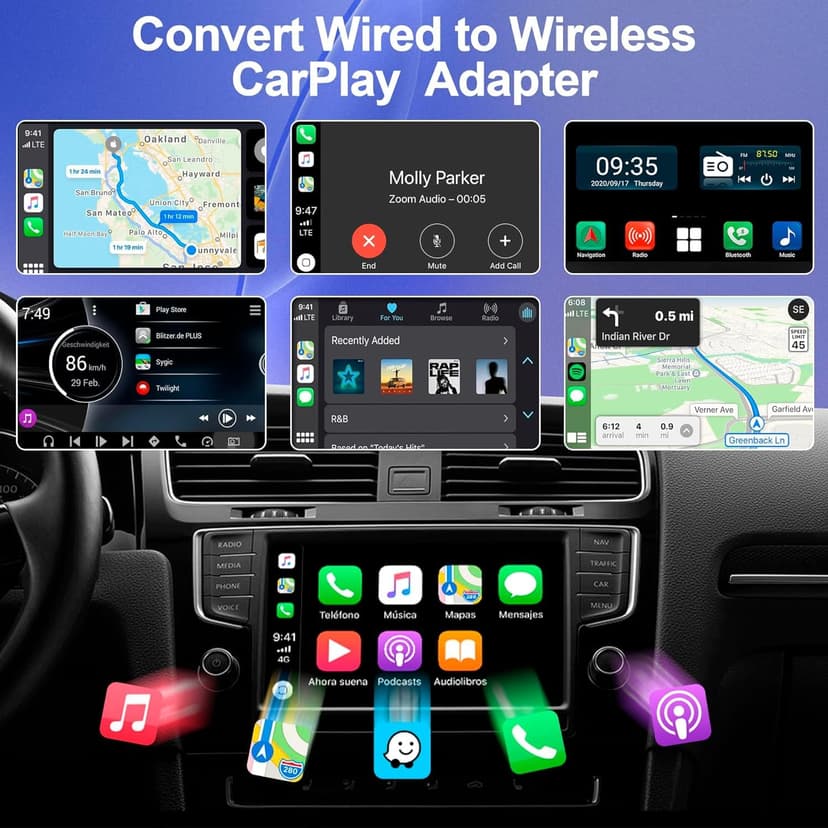 Adaptateur CarPlay Sans Fil 2026, Dongle CarPlay Sans Sil, Convertit CarPlay Filaire En Adaptateur Sans Fil Plug And Play, Compatible Avec Les Voitures à Partir De 2016 et iPhone iOS 12+ (noir) - 3