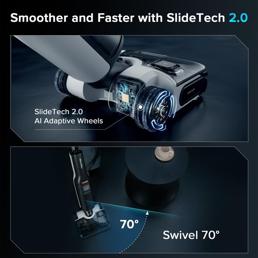 roborock F25 XT Wet Dry Vacuum Cleaner, Cordless Vacuum Mop All in One for Hard Floor, 20000Pa Hardwood Floor Cleaner with Zero Tangle, 194°F Hot Air Flash Drying Electric Mop, 180° Lie Flat, WiFi - 6