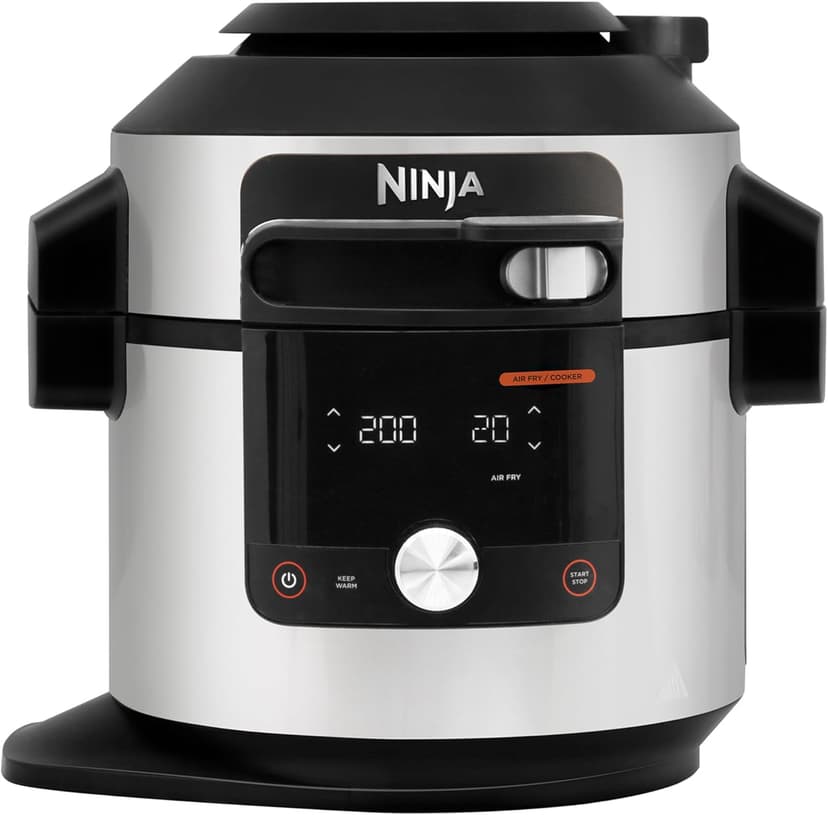 Ninja Foodi MAX Air Fryer Multicooker, Smart Lid, 14-in-1, 7.5L, Pressure Cooking, Air Frying, Slow Cooking, Grill, Digital Probe, Stainless Steel, OL750EU - 1