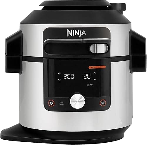 Ninja Foodi MAX Air Fryer Multicooker, Smart Lid, 14-in-1, 7.5L, Pressure Cooking, Air Frying, Slow Cooking, Grill, Digital Probe, Stainless Steel, OL750EU