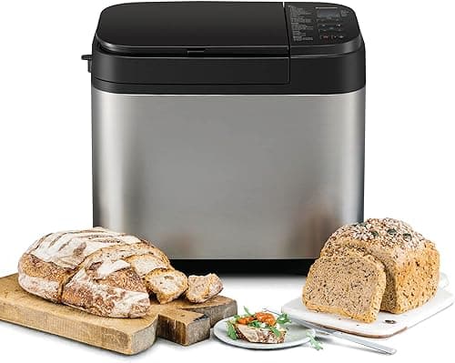 Panasonic SD-YR2550SXE Machine à Pain Auto, Distributeurs de Raisins Secs, de Noix et de Levure, 31 Programmes Auto, Double Capteur de Température, Minuterie Numérique de 13 h, Écran LCD, Argenté