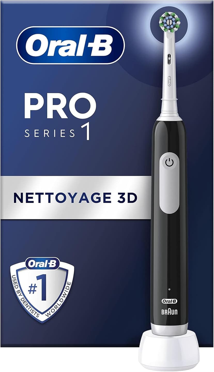 Oral-B Pro Series 1 Electric Toothbrush, Black, 1 3D Cleaning Brush, Removes Dental Plaque, 3 Brushing Modes, Timer, Rechargeable - 1