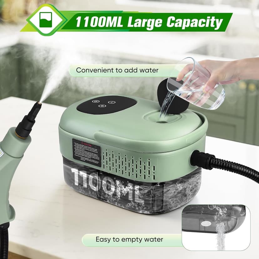 Nettoyer à Vapeur, Nettoyeur Vapeur Professionnel avec 11 Accessoires, 2500W Réservoir d'eau de Grande Capacité, Nettoyage Vapeur avec 6 modes réglables pour le Nettoyage, Canapés, Carrelage, Voitures - 4