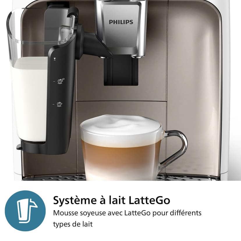 Philips Expresso broyeur Série 2300-4 Boissons, Écran tactile coloré, Carafe LatteGo, 40% plus silencieux grâce à SilentBrew, Broyeur 100% Céramique, Machine à café à grain Blanc Chromé (EP2333/40) - 5