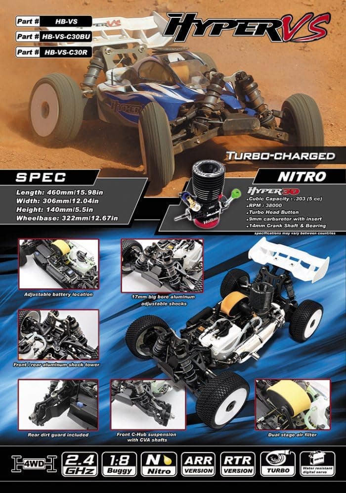 Hobao Hyper Vs 1/8 Rtr Buggy W/hyper 30 Turbo Engine - 3