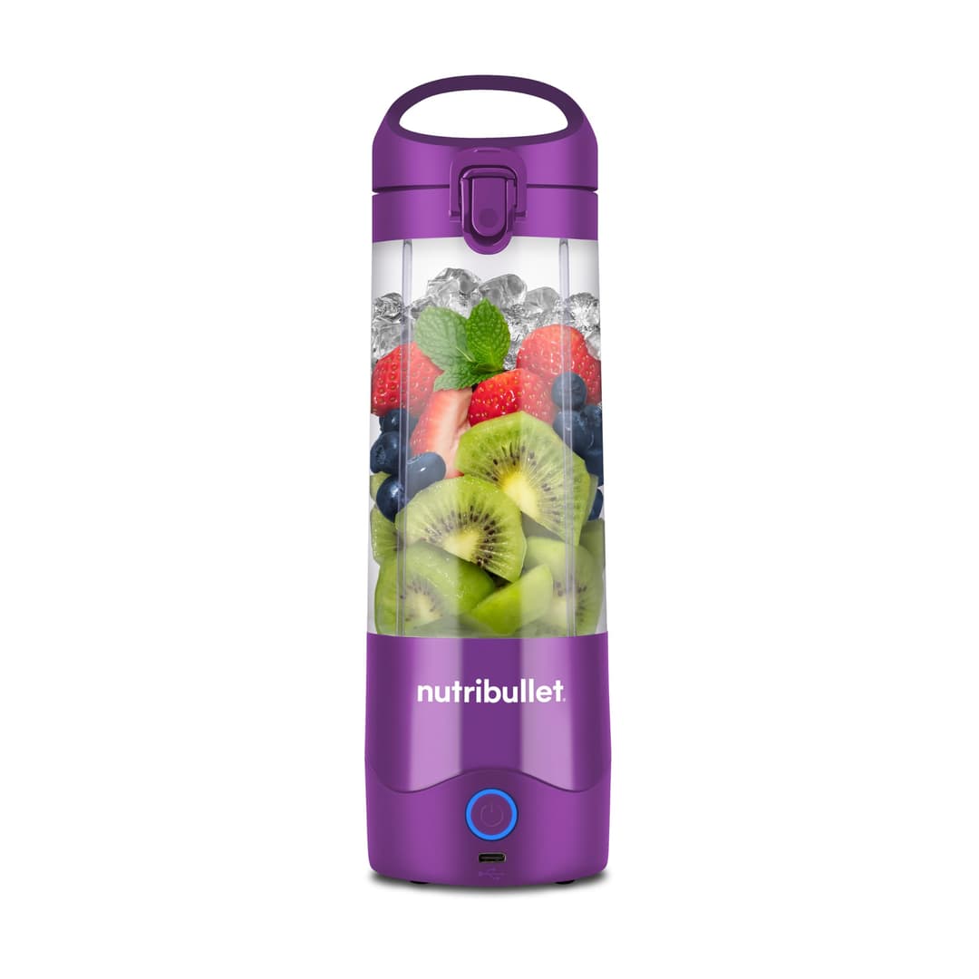 NutriBullet Portable Blender, Portable Blender, 475ml BPA Free, Mini Blender, Multifunction Blender, USB-C Charger, Over 15 Mixing Cycles, Purple, NBP003PU