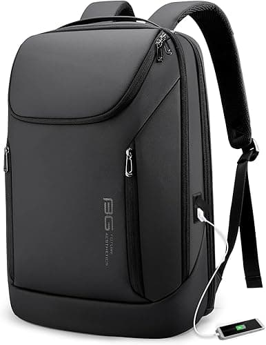 BANGE Business Smart Backpack Waterproof laptop backpack with USB Charging Port,Travel Durable Backpack (BlACK(three Pocket)