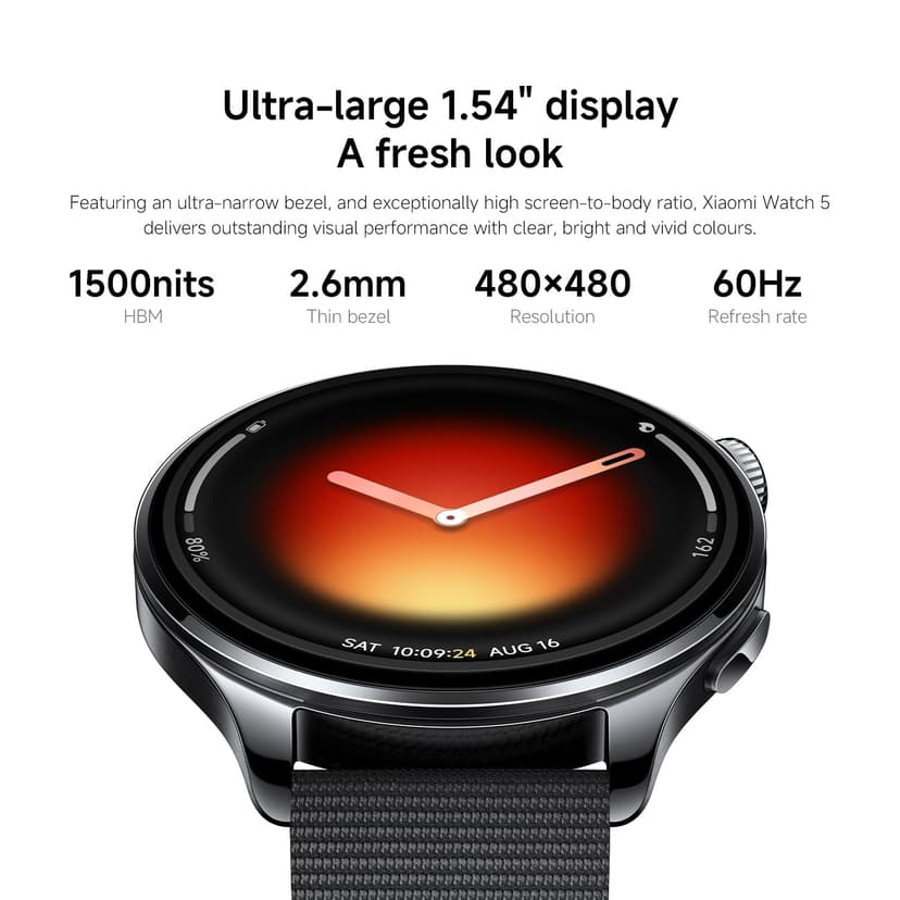 XIAOMI Watch 5 Smartwatch, Google Wear OS, NFC Pay, AI, Gemini, 1.54'' display, 6 days battery life, GPS fitness tracker, gesture control, sapphire glass, 47mm, Bluetooth, Green - 3