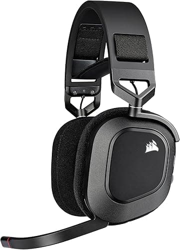 Corsair HS80 RGB Wireless Casque Gaming Premium avec Dolby Atmos Audio (Faible Latence, Microphone Omnidirectionnel, sans Fil Jusqu'à 18 Mètres, 20 Heures d'autonomie, Compatibilité PS5/PS4) Carbone