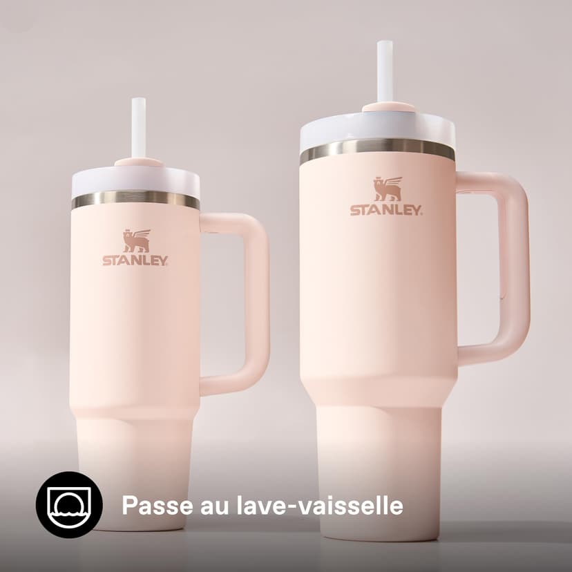 STANLEY 1913 Quencher H2.0 FlowState Mug Isotherme avec Paille 1.2L - Froid Pendant 11 Heures - Glacé Pendant 48 Heures - Thermos Lavable au Lave-Vaisselle - Gourde Inox Sans BPA - Rose Quartz - 8
