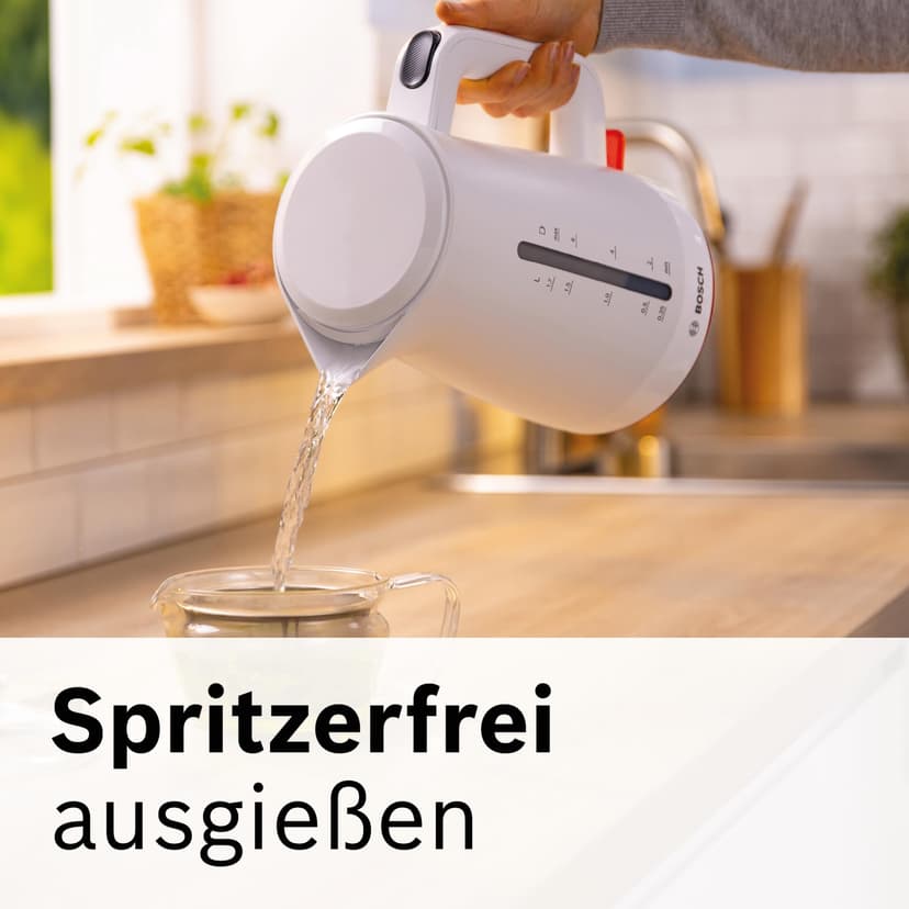 Bosch MyMoment TWK3M121 wireless kettle, automatic shut-off, overheating protection, cup display, water level indicator on both sides, removable anti-limescale filter, 1.7 l, - 4