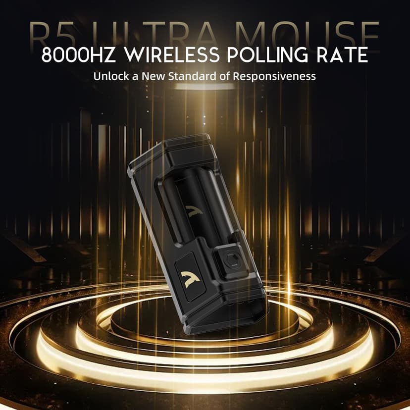 ATTACK SHARK R5 Ultra Carbon Fiber 8000Hz Wireless Gaming Mouse, 39g SUPERLIGHT, 42000DPI, PAW3950MAX Sensor, Nordic 52840 Chip, Bluetooth/2.4G/USB-C Wired Mice with Coiled Cable, for PC/Mac, Black - 6