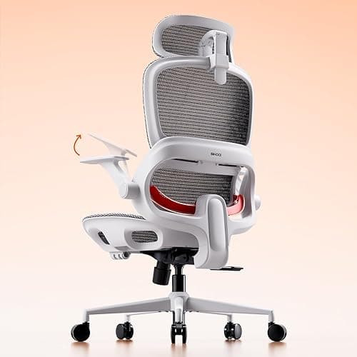 SIHOO B100 Ergonomic Office Chair, Comfy Desk Chair with Adaptive Dynamic Lumbar Support, Computer Chair with Extra Wide Headrest, Flip-Up Armrests, 90-135° Tilt Lock and Breathable Mesh Cushion