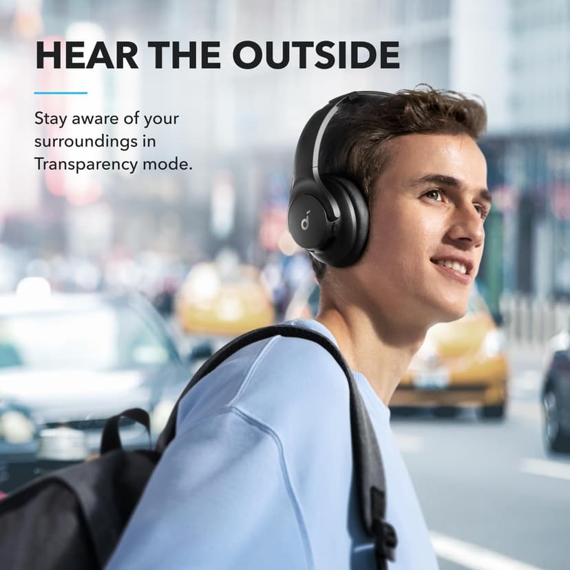 soundcore by Anker Q20i Hybrid Active Noise Cancelling Foldable Headphones, Wireless Over-Ear Bluetooth, 40H Long ANC Playtime, Hi-Res Audio, Big Bass, Customize via an App, Transparency Mode (Black) - 7